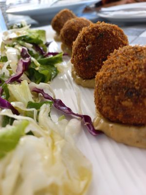 Walnut balls and giant beans. at Valia Calda in Kalampaka