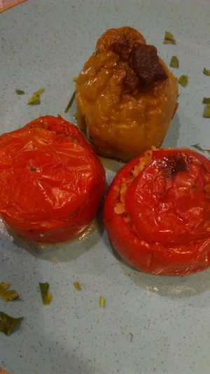 Stuffed tomatoes at Valia Calda in Kalampaka
