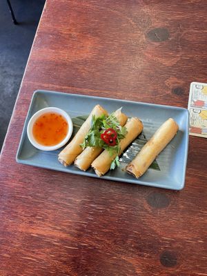 Mushroom and vege spring rolls  at Yulli's Brews in Alexandria