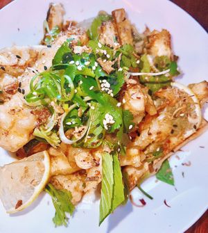 Fried Zucchini & Peanut Salad  at Yulli's Brews in Alexandria