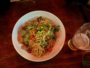 Wok Tossed Spaghetti .  at Yulli's Brews in Alexandria