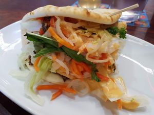 vietnamese gyros
 at Yulli's Brews in Alexandria