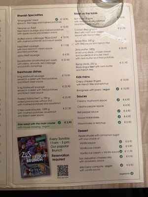 Menu  at Gilden im Zims in Cologne