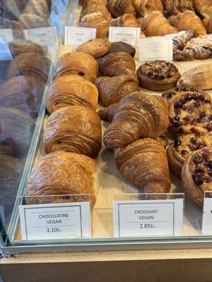Vegan pain of chocolat and vegan croissant. Great prices.   at Croissant Croissant in Montreal
