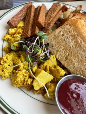 Tofu scramble, homefries, tempeh, toast & jam at Swan Street Diner in Buffalo
