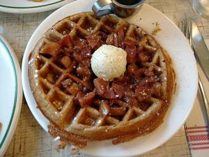 Vegan waffle. Looks great but taste only so-so. at Swan Street Diner in Buffalo