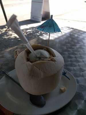 coconut cut and opened to perfection at The Vegan House in Hollywood