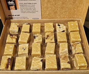 Vegan fudge taster box - rum n raisin, tiger butter, salted caramel and original at Slab Artisan Fudge in East Cowes