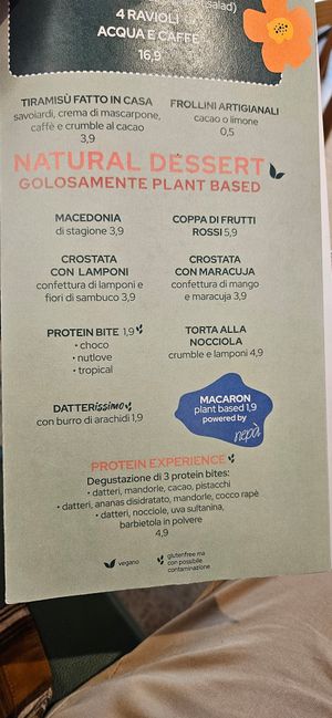 Dessert menu at That's Vapore City Life in Milan