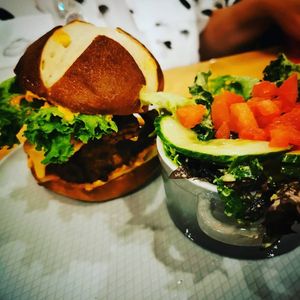 Burger n salad at Renegade Kitchen & Craft Bar in Kelowna