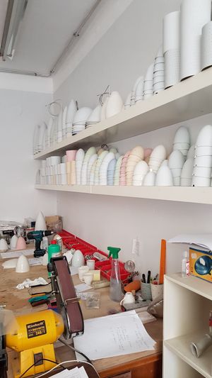 Ceramics workshop right inside the café at Cafe Animo in Ulm