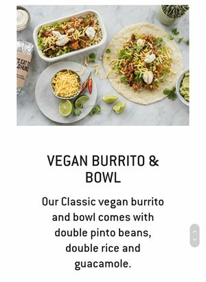 Vegan option at Zambrero in Bendigo