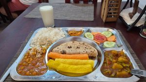 Thali plate and drink 22000 tzs at Krishna Vegetarian Restaurant in Zanzibar