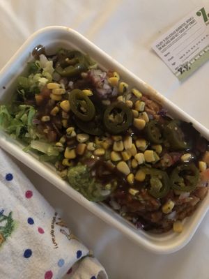 Vegan bowl with bbq sauce  at Zambrero in Karawara