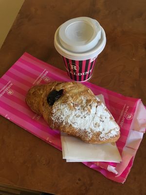 vegan berry filled croissant and coffee soy milk at Rinaldini Pastry Spa in Rome