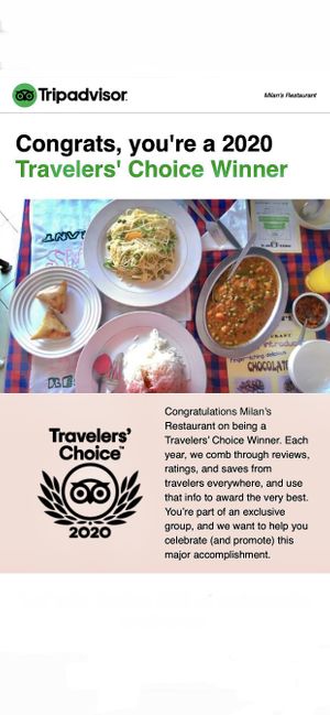 Award winning cuisines freshly prepared each time   at Milan's Restaurant in Moshi