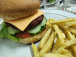 Freshly prepared Veg burgers   at Milan's Restaurant in Moshi
