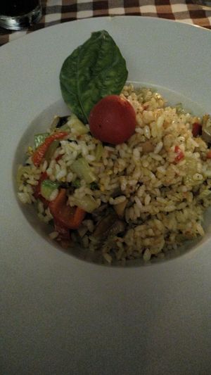Vegan risotto at Cafe Del Mare in Kotor