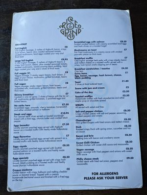 Breakfast Menu at Rise & Grind in Wallasey