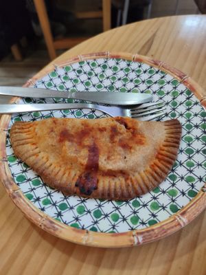 Empanada with soy and vegetables at Papas Elvira in Granada