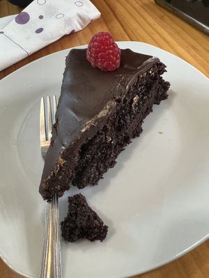 Tarta de chocolate y frambuesa   at Papas Elvira in Granada