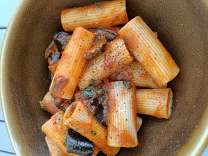 Pasta puttanesca at El Local in Ibiza