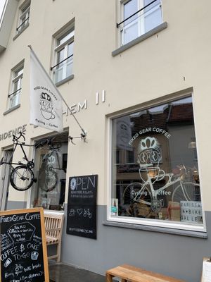 Outside at Fixed Gear Coffee in Valkenburg