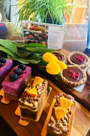 Variety of incredible vegan cakes  at Salt Shack Cafe in Hayling Island
