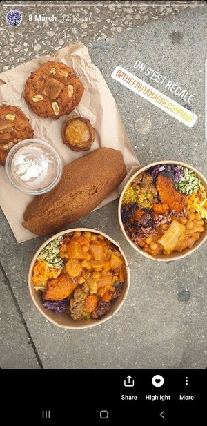 The bowls were incredible, cookies are fire, and the gf bread was delicious ! at Fruta Madre in Lyon