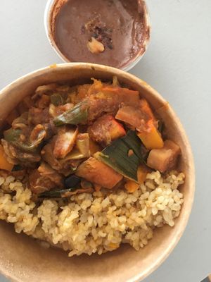 Rice and pumpkin rice-cocoa and peanut crème  at Fruta Madre in Lyon