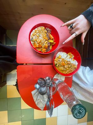 Plat chaud de la semaine : mafe et riz at Fruta Madre in Lyon