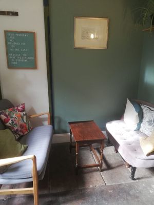 Snug seating at The Old Gun Shop Café & Pantry in Lancaster