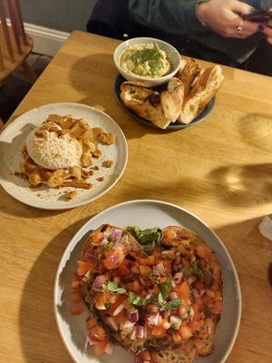 Biscoff Waffel, Bruschetta, Hummus Pesto Pot at The Old Gun Shop Café & Pantry in Lancaster