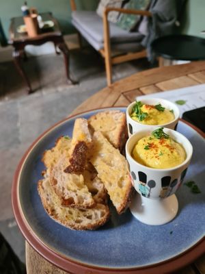 dippy egg at The Old Gun Shop Café & Pantry in Lancaster