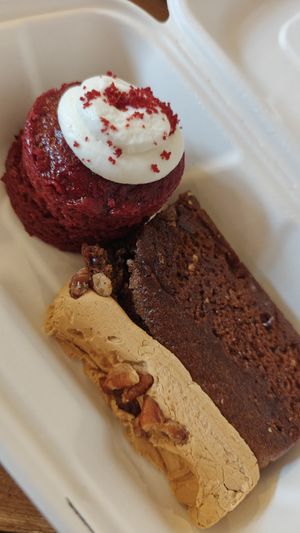Red velvet cake & coffee & walnut   at The Old Gun Shop Café & Pantry in Lancaster