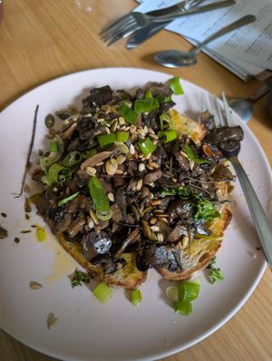 Mushrooms on toast w/ truffle oil at The Old Gun Shop Café & Pantry in Lancaster
