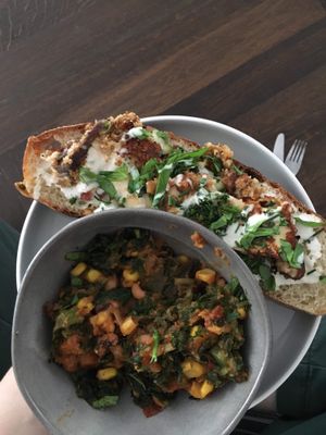 Vegan Po’Boy with Oyster Mushrooms and Sweetcorn Chowder leftover from the Creole Pop Up at The Old Gun Shop Café & Pantry in Lancaster
