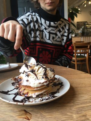 Chocolate Chip Pancakes at The Old Gun Shop Café & Pantry in Lancaster