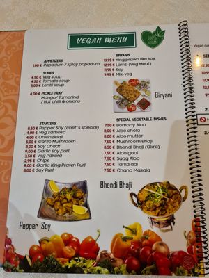 Vegan menu page 1 at Torviscas Spice Village in Tenerife