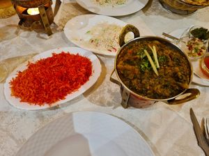Mild saag with traditional soy and coco rice at Torviscas Spice Village in Tenerife