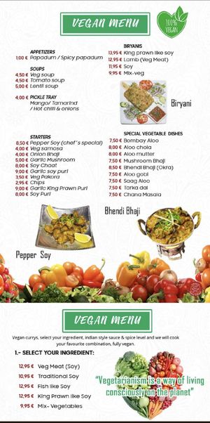 Vegan menu at Torviscas Spice Village in Tenerife