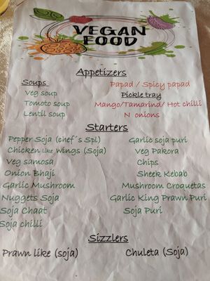 Full vegan menu at Torviscas Spice Village in Tenerife