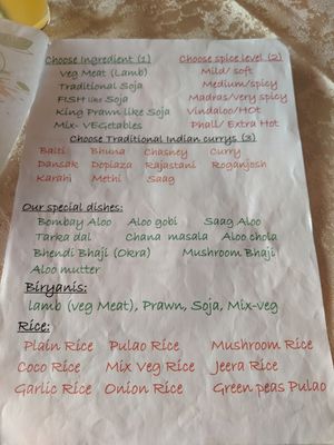 Full vegan menu at Torviscas Spice Village in Tenerife