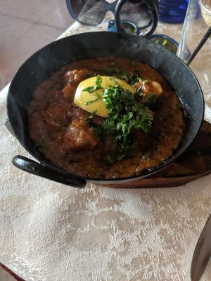 Vegan "lamb" Karahi at Torviscas Spice Village in Tenerife