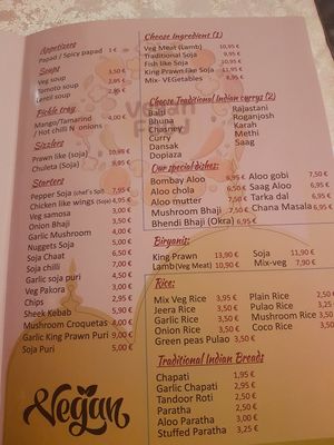 Menu at Torviscas Spice Village in Tenerife
