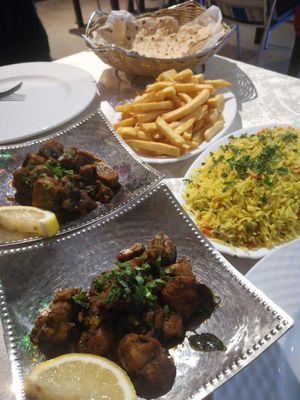 Pepper soja, mix veg rice and garlic chapati at Torviscas Spice Village in Tenerife