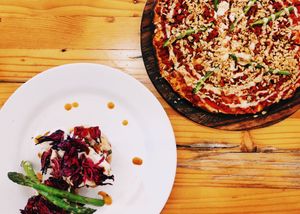 Chapulina and Pizza Mexicana. I would honestly eat that pizza every day for the rest of my life at Lúcuma in Guadalajara