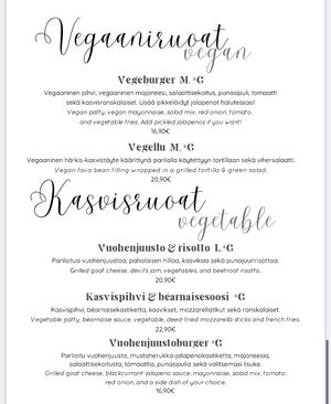 Menu July 2023  at Umpitunneli in Tornio