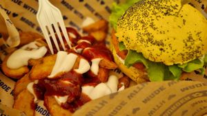 Hamburger with chips at Flower Burger in Palermo