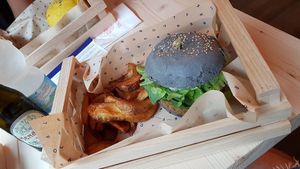 Tofungo with black bun at Flower Burger in Palermo